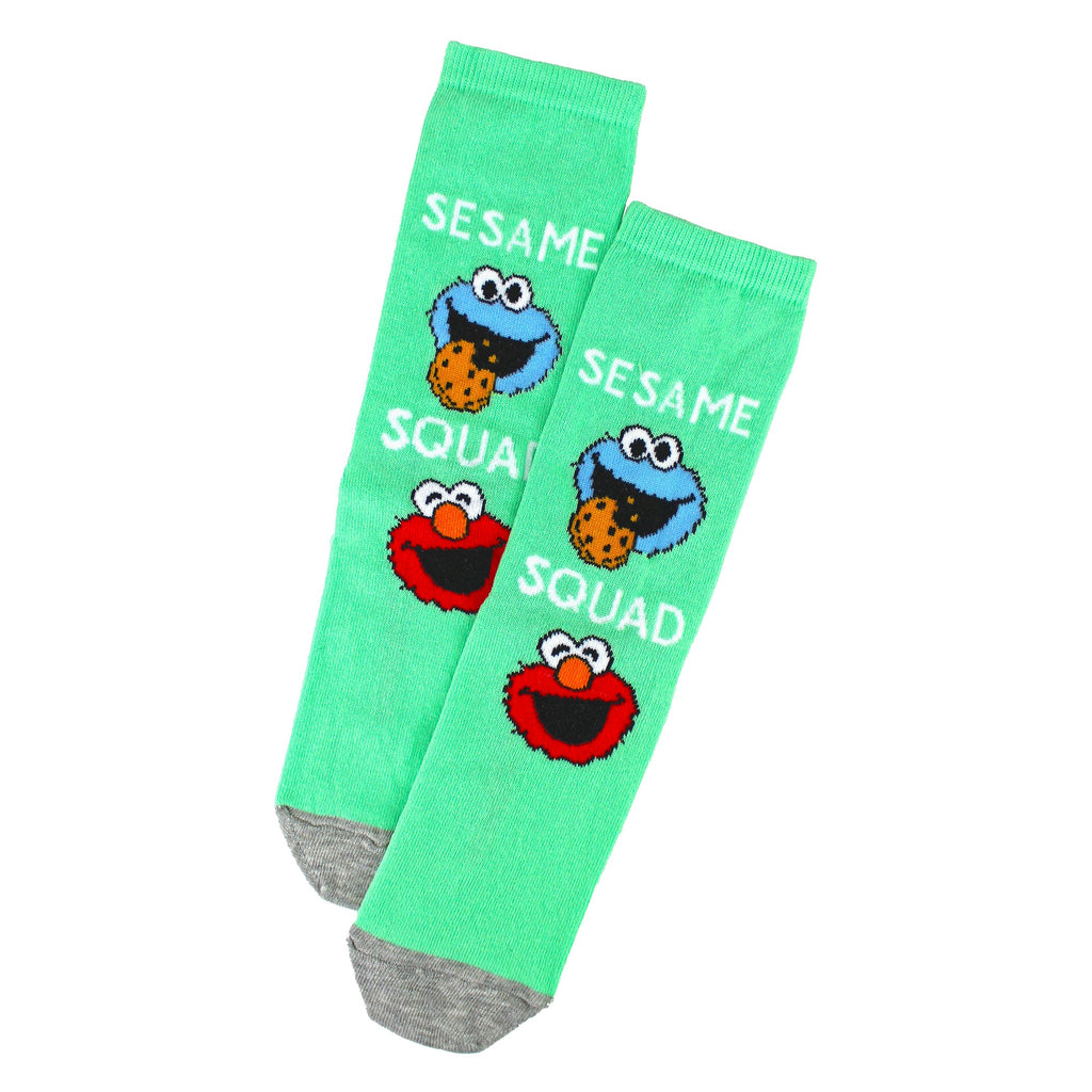 Vibrant blue ladies crew socks featuring a fun novelty character pattern in a soft cotton blend. — view 4