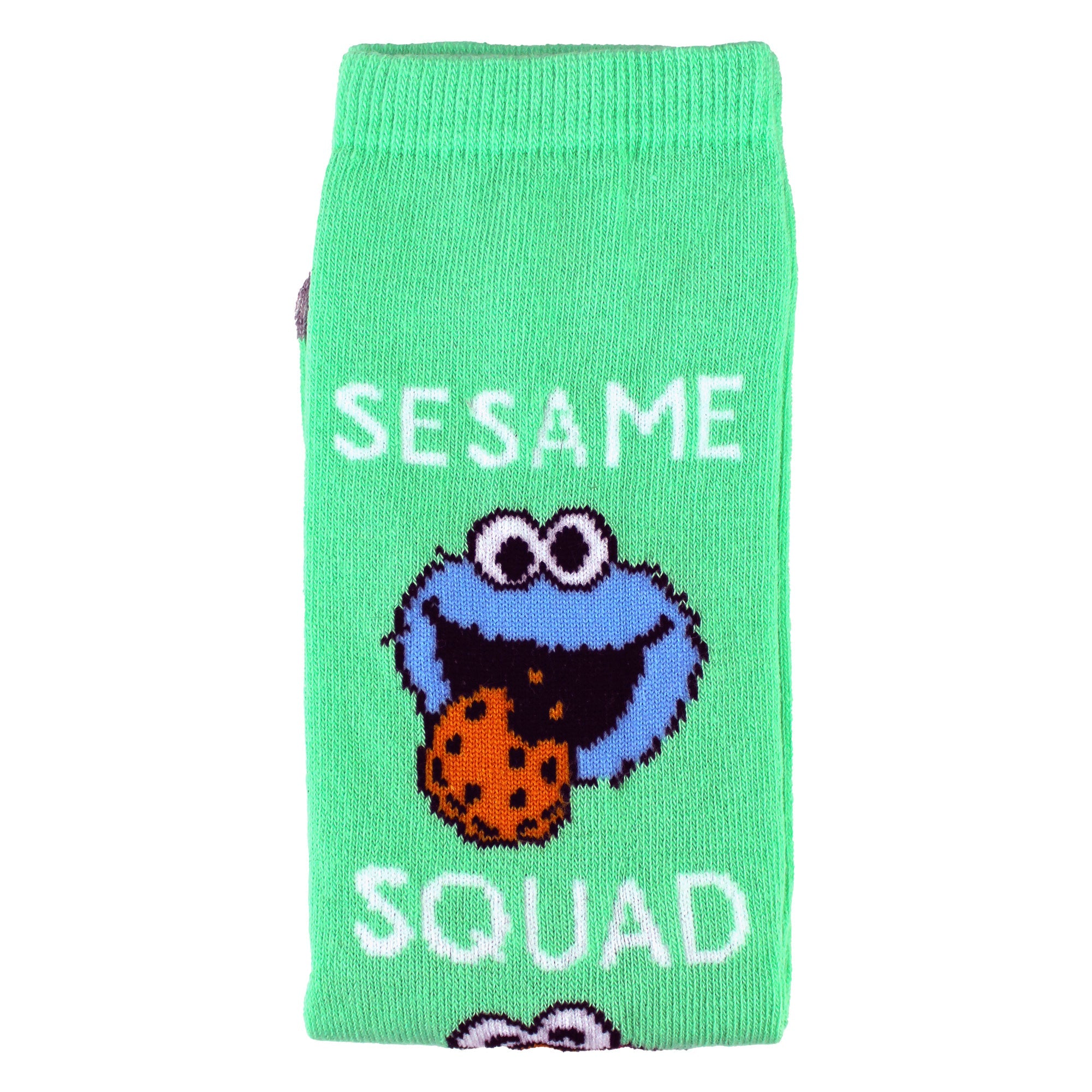 Vibrant blue ladies crew socks featuring a fun novelty character pattern in a soft cotton blend. — view 2