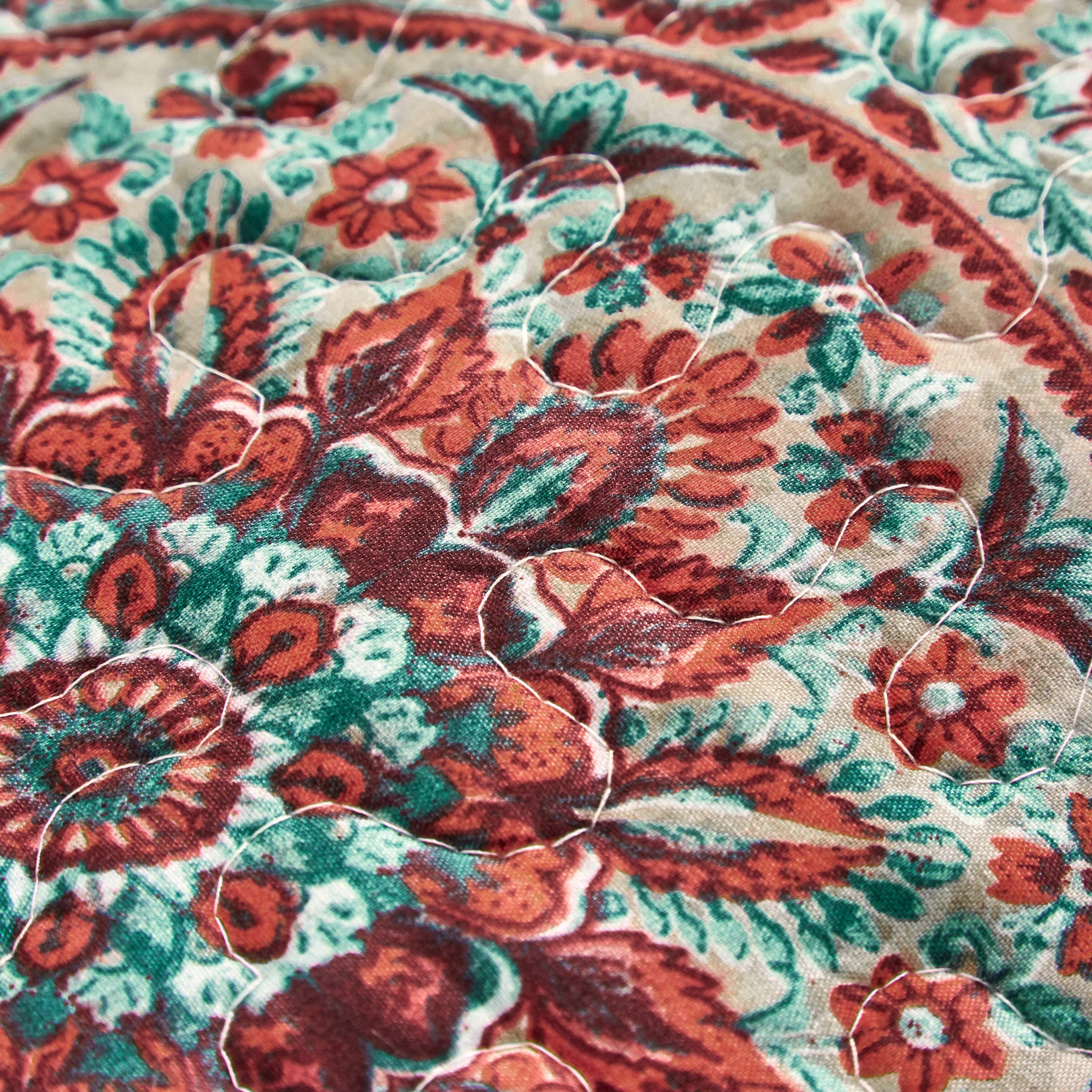 Bohemian desert medallion throw pillow cover featuring warm taupe floral patterns in soft microfiber fabric. — view 5