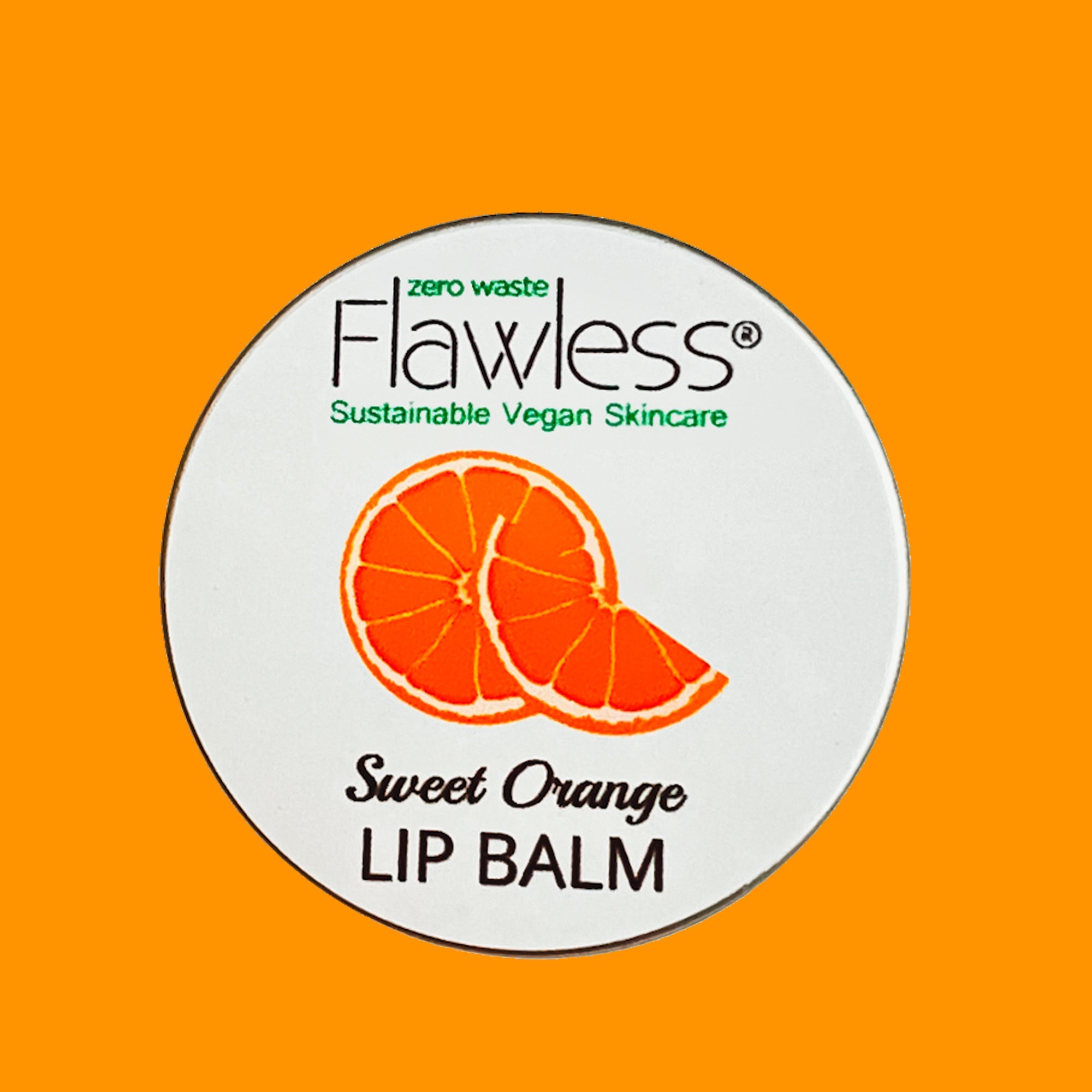 Sweet orange vegan lip balm in a 15g recycled aluminium plastic-free tin container — view 5
