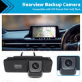 High-definition rear view backup camera for Volkswagen vehicles with wiring cables and power supply.