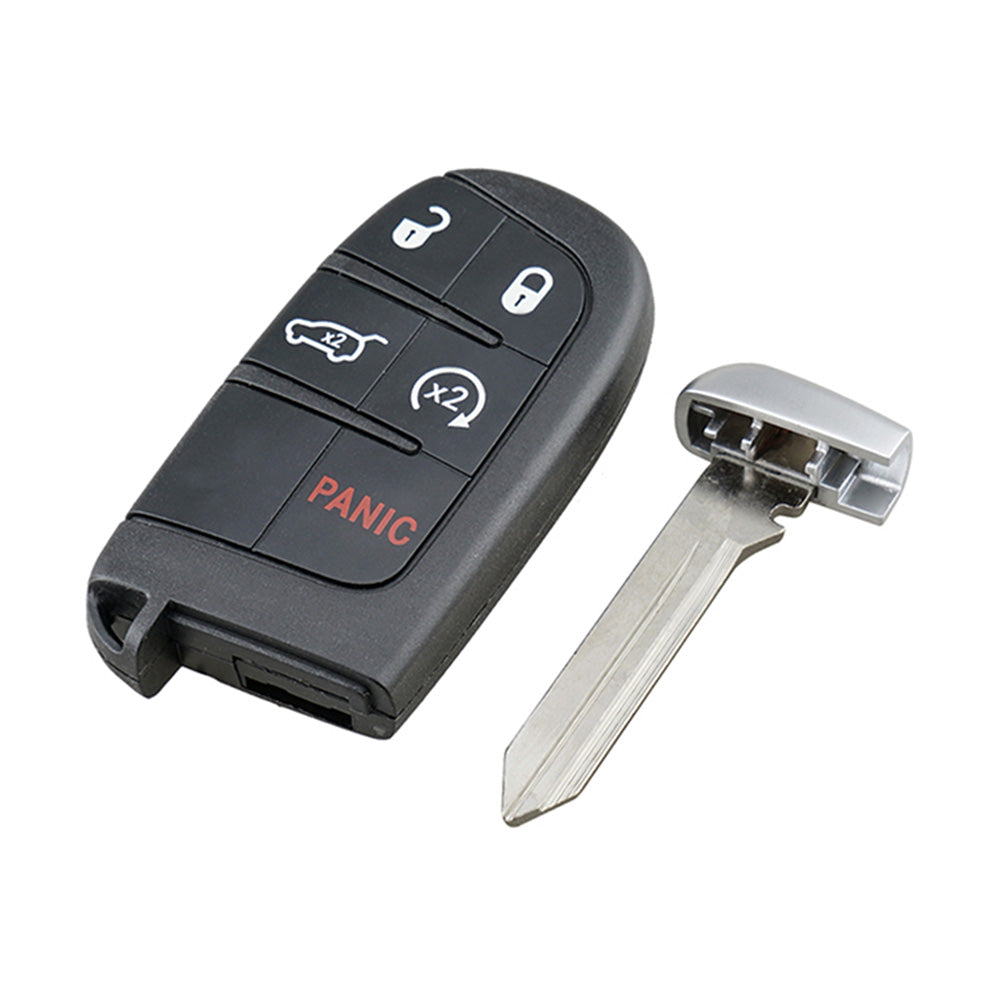 Black 5-button smart remote key fob with metal accents and durable ABS plastic casing — view 2