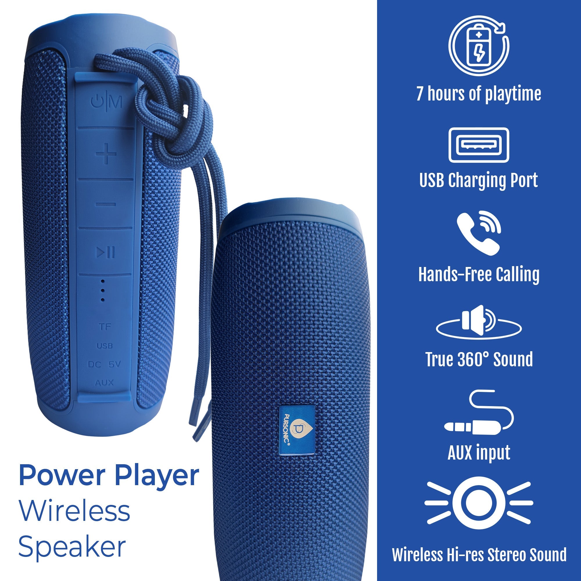 Compact portable wireless speaker showcasing a sleek design with built-in controls for immersive outdoor listening — view 2