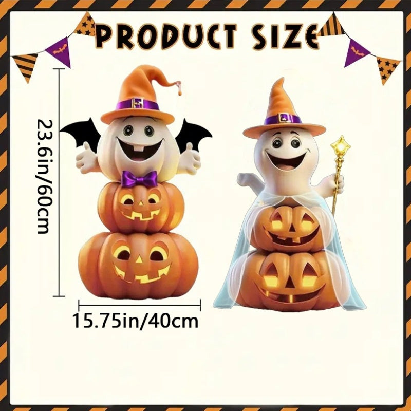 Two piece plastic Halloween lawn decorations with pole mounts for outdoor garden yard displays — view 5