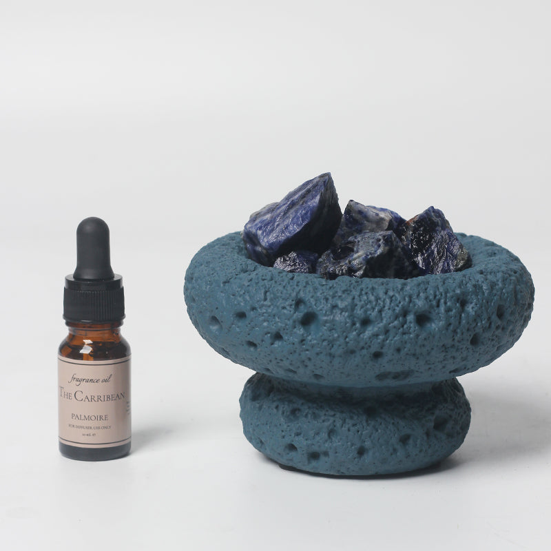 Blue moon shaped luxury fragrance diffuser with The Carribean tropical essential oil bottle