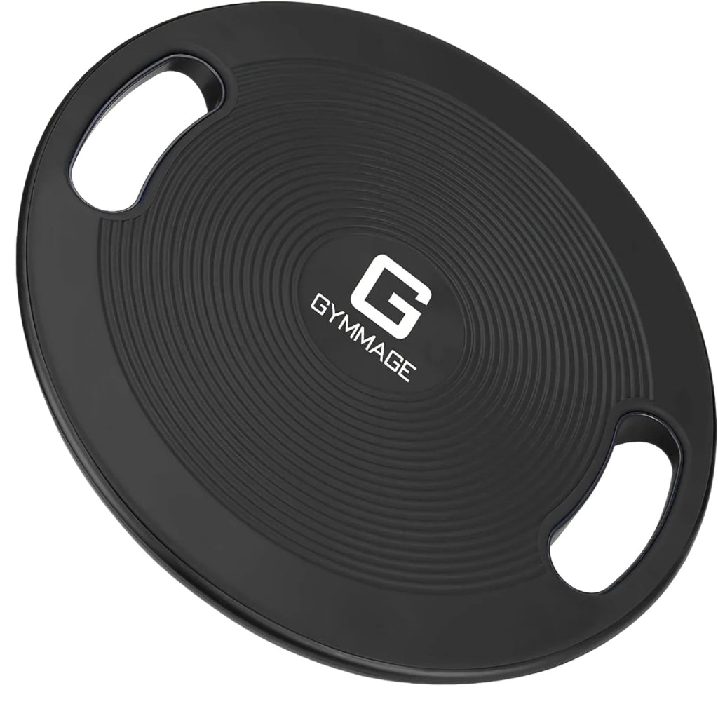 Black TPE balance board trainer with textured anti-slip surface for home gym fitness and core strength