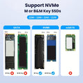 M.2 NVMe SSD enclosure docking station with dual USB-C connection cables for high-speed data transfer