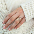 Delicate personalized tiny name ring in 18k gold with a smooth minimalist band
