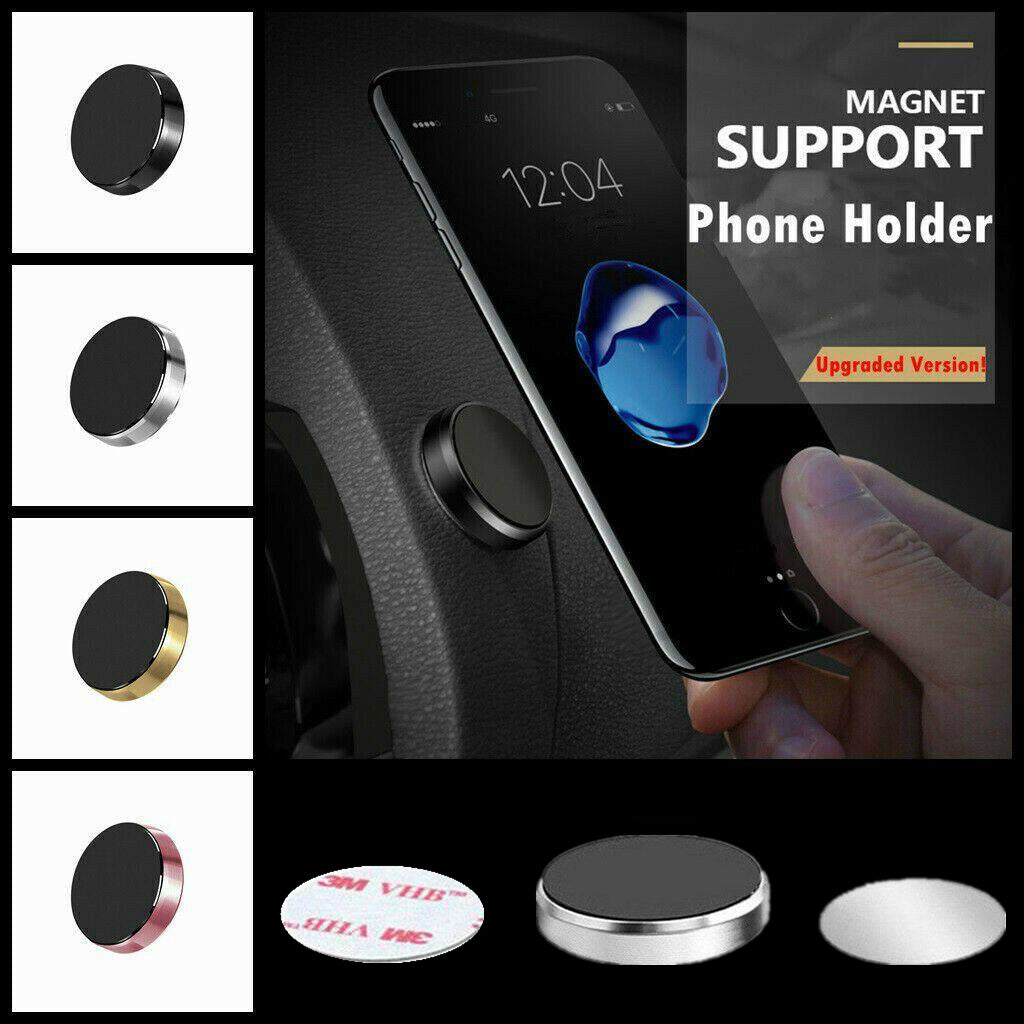 Compact magnetic car phone holder mounted on a dashboard, showcasing its slim 7mm profile.