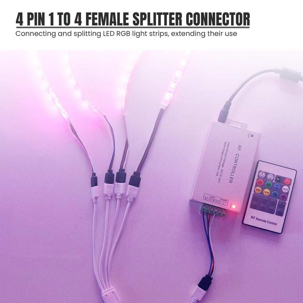 Three JST male and female LED strip light connector cables with modern plastic extension wires — view 2