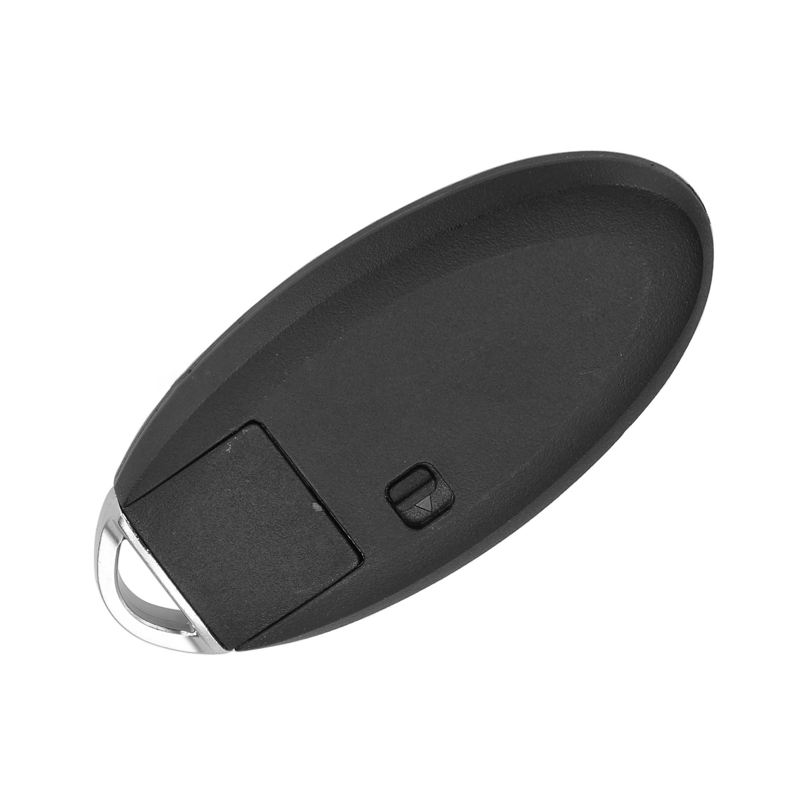 Black two-button smart remote car key fob with uncut metal blade for Nissan vehicle replacement — view 3