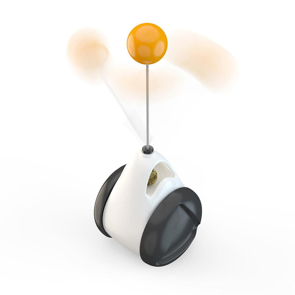 Interactive smart cat toy with automatic lifting motion, white plastic base and rabbit hair teaser attachment — view 4