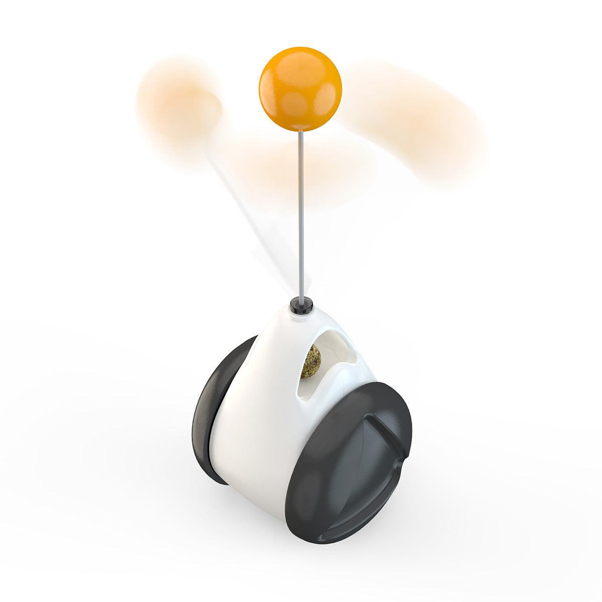 Interactive smart cat toy with automatic lifting motion, white plastic base and rabbit hair teaser attachment — view 4