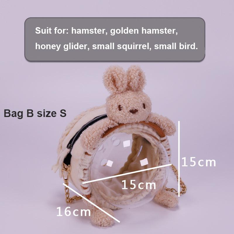Portable plastic hamster travel cage with ventilation holes and convenient pet carrying bag. — view 4