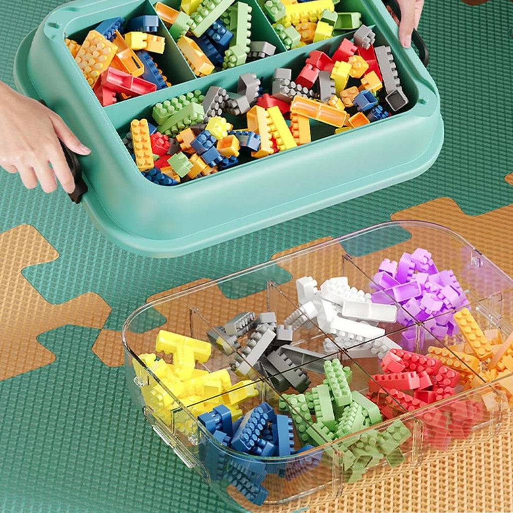 3-layer stackable toy storage box with adjustable sorting trays for building blocks and small parts — view 5