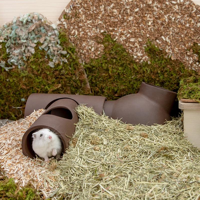 Ceramic hamster zisha tunnel room hideout in premium purple clay stone for small pets