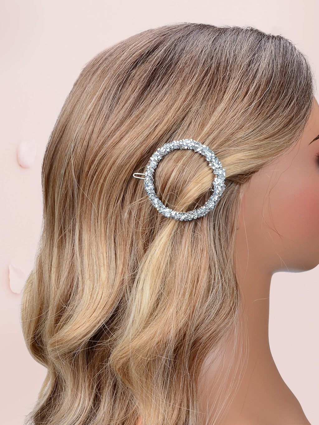 Silver rhinestone star circular hair clip elegant metal accessory for women — view 4