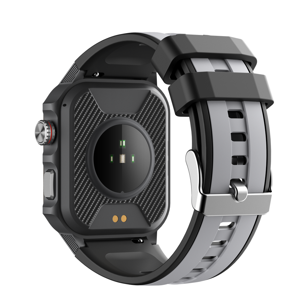 Black WAUTTON rugged smartwatch with 1.96 inch colorful display and durable waterproof wristband — view 3