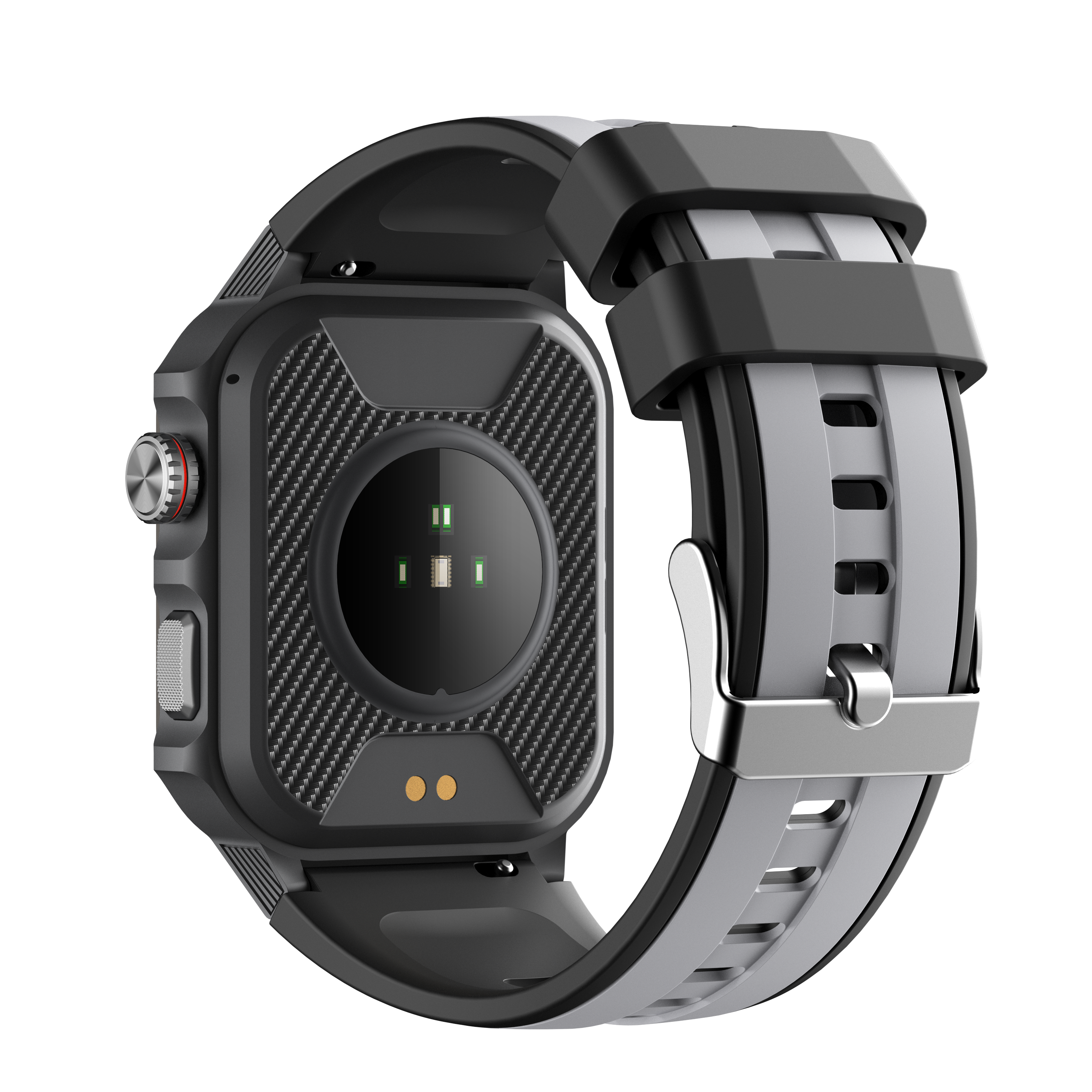 Black WAUTTON rugged smartwatch with 1.96 inch colorful display and durable waterproof wristband — view 3