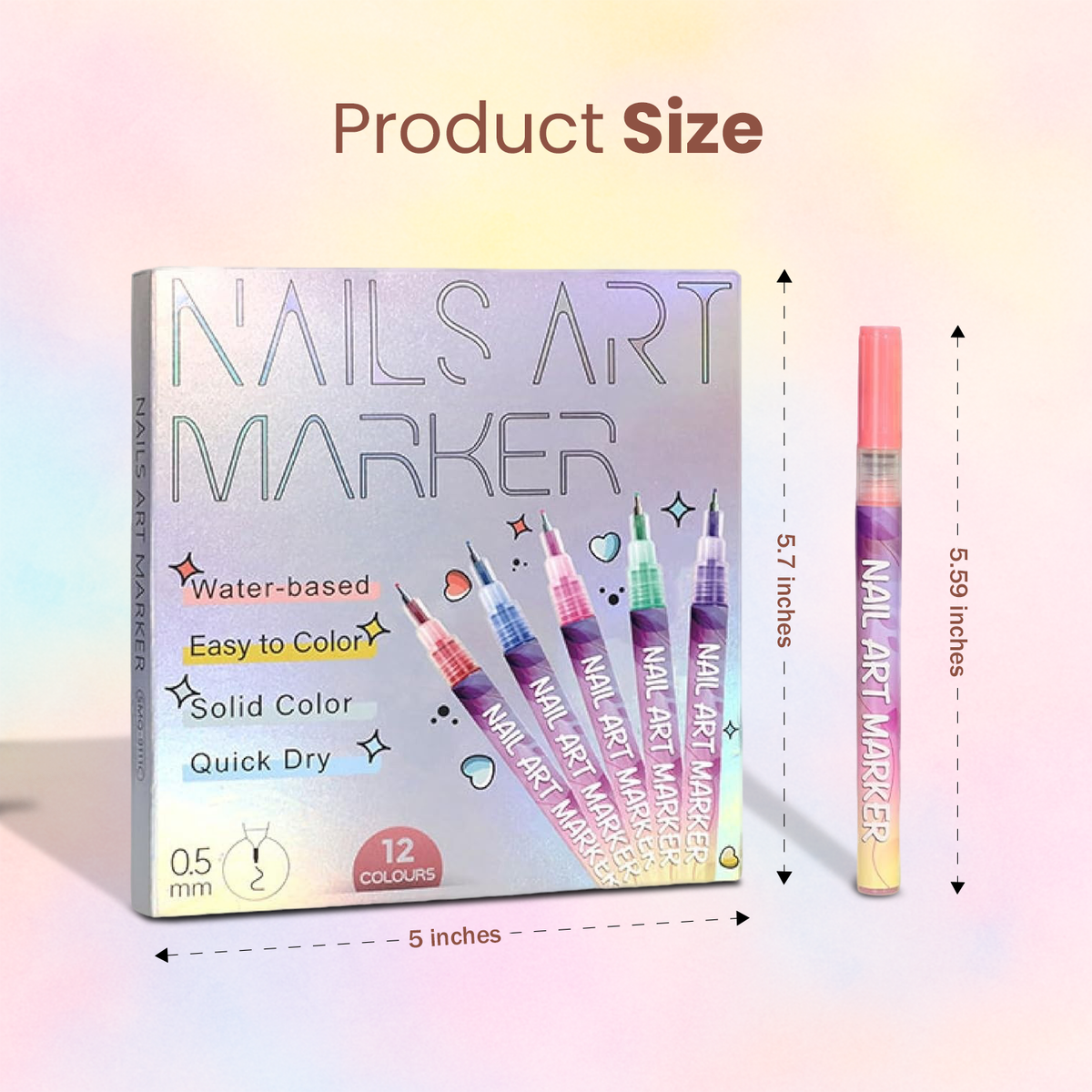 12-Colour Nail Art Pens – Fine Tip, Quick-Dry Nail Polish Pens for Creative Nail Designs-1