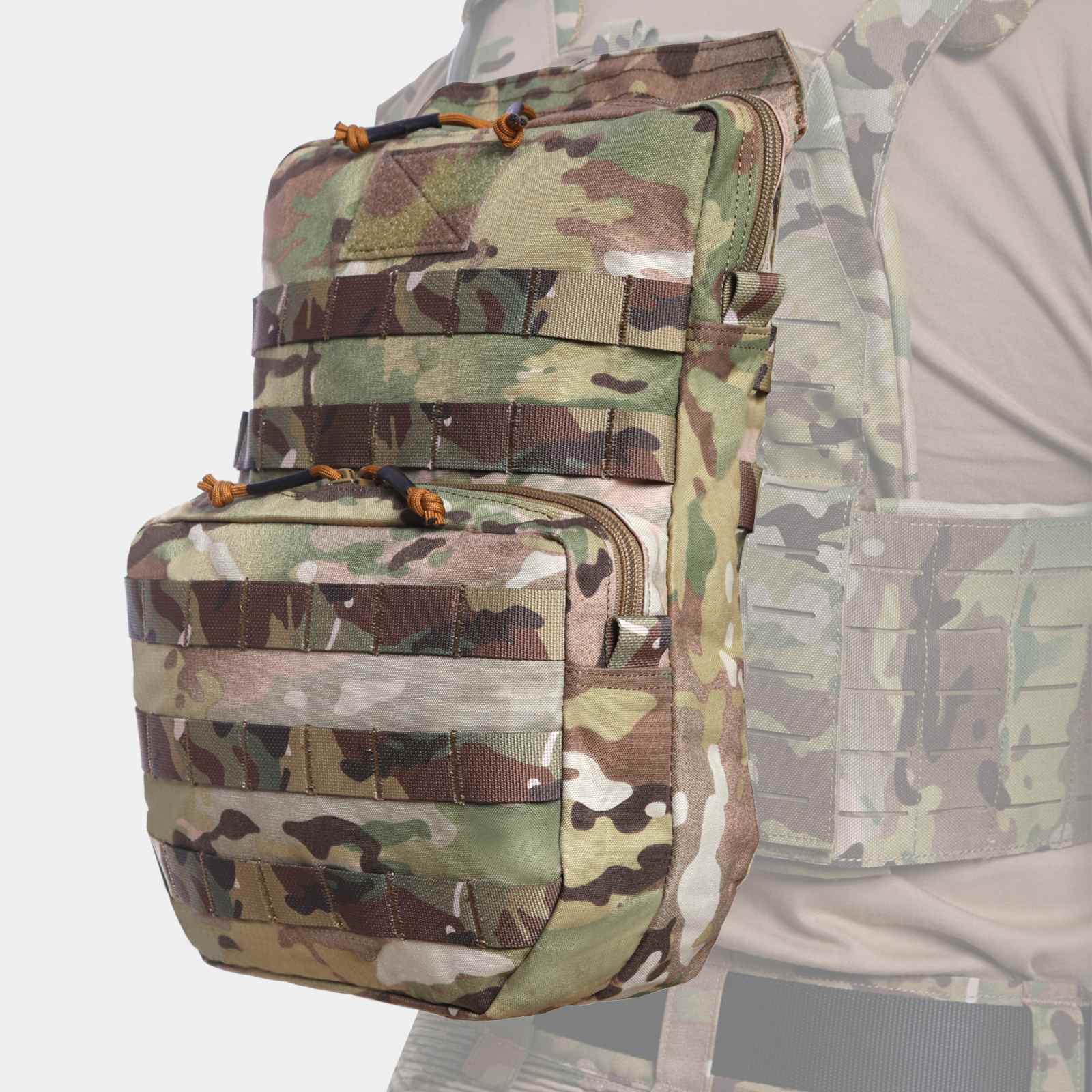 Tactical Molle hydration pack in durable nylon with EDC pockets and water reservoir compartment — view 3