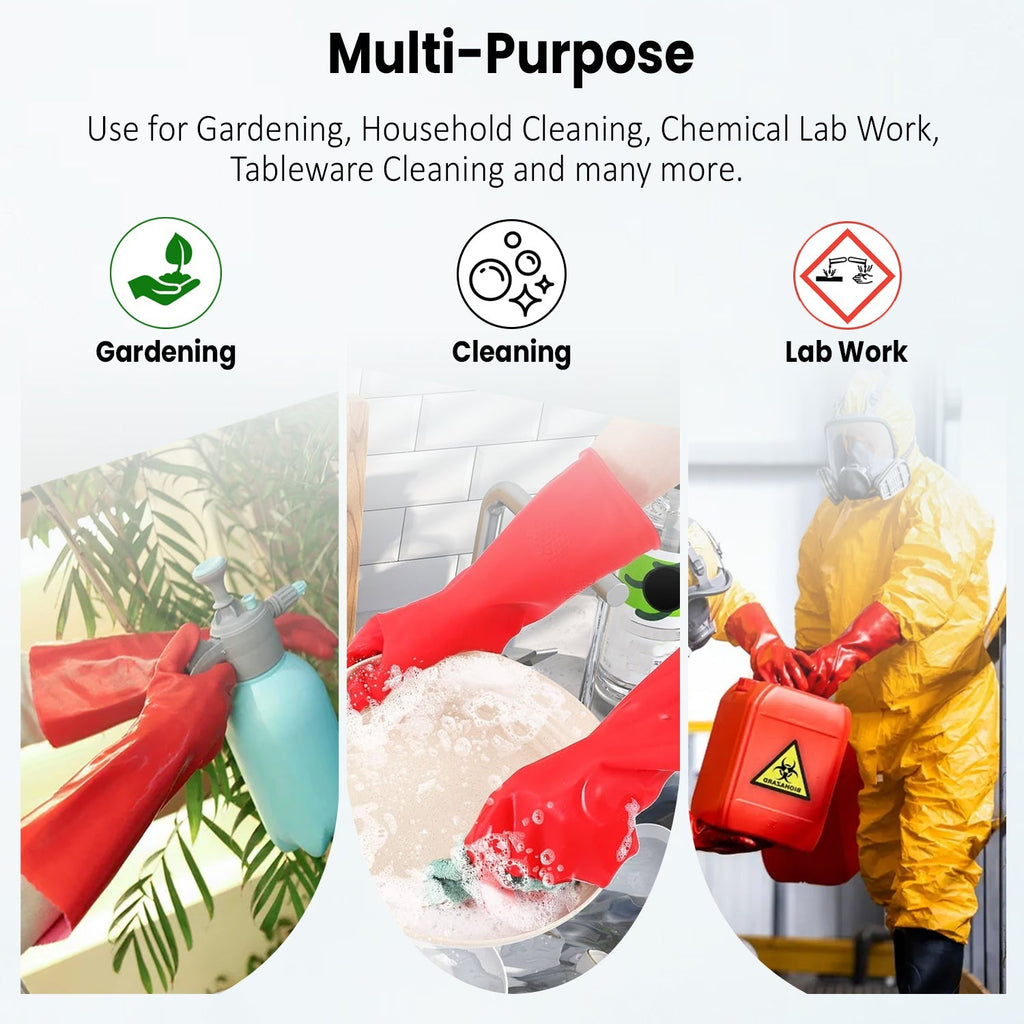 PVC Work Safety Glove Red 45cm Oil Chemical Resistant Dipped Durable Sanded-2