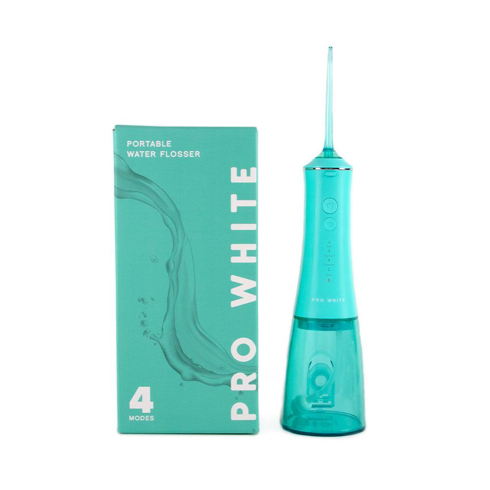 Portable water flosser oral irrigator with detachable tank and four interchangeable cleaning nozzles