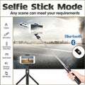 Black foldable wireless Bluetooth selfie stick and extendable tripod mount for mobile phones