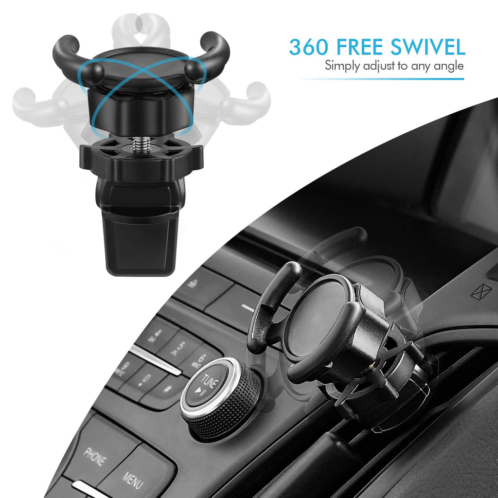 Air vent car phone mount securing a smartphone with an adjustable 360-degree rotating holder — view 4