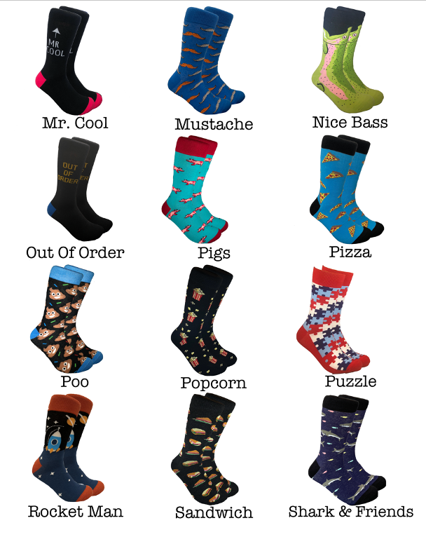Men's crazy crew socks in bold colors and premium combed cotton fabric for everyday wear — view 5