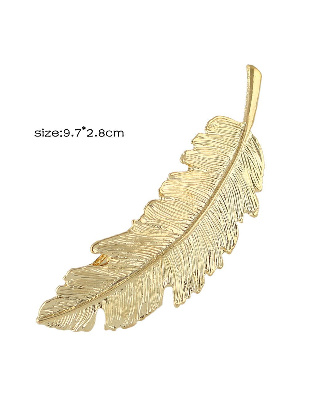 Gold and silver metal feather hair barrettes with secure clasp for elegant hairstyling — view 3