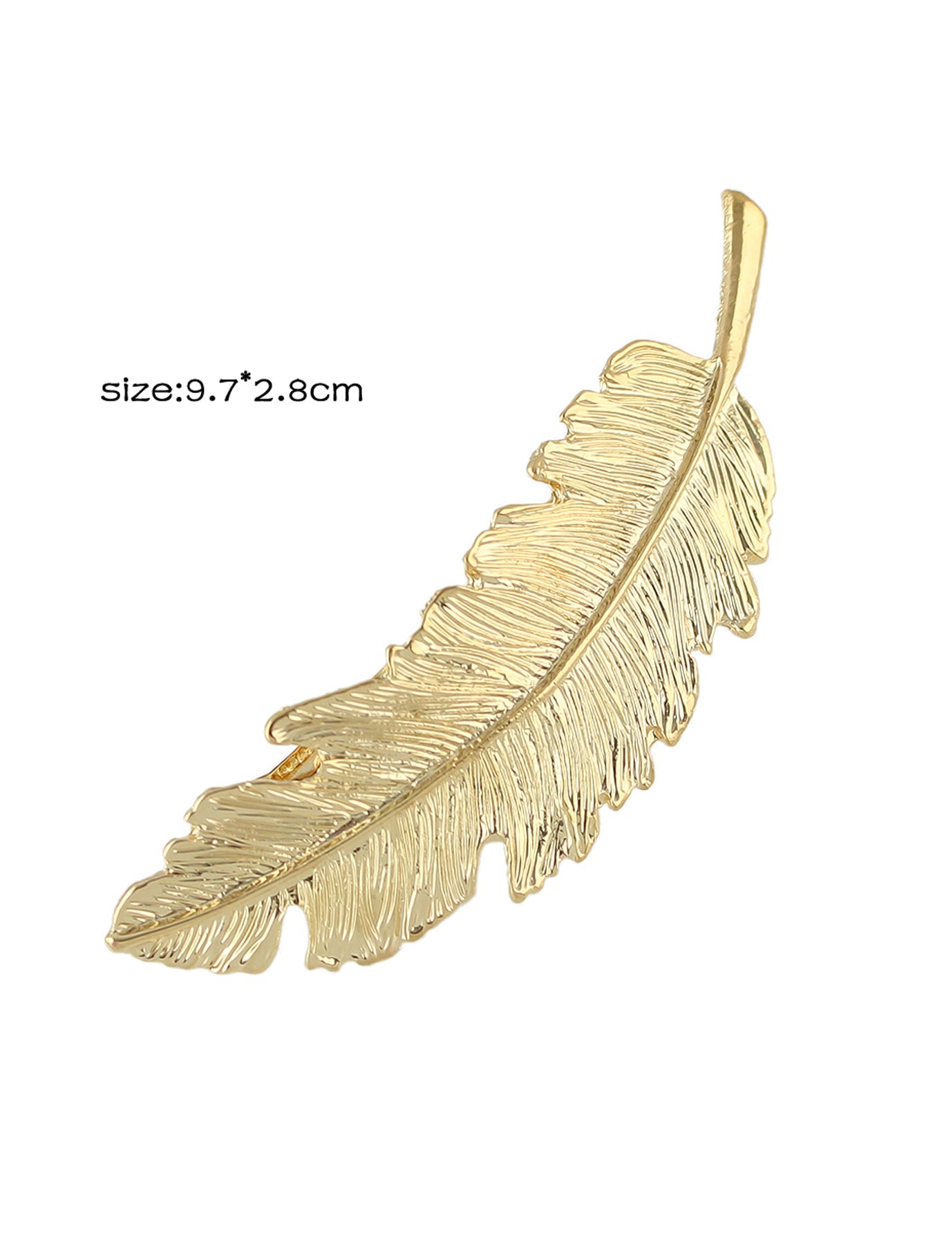 Gold and silver metal feather hair barrettes with secure clasp for elegant hairstyling — view 3