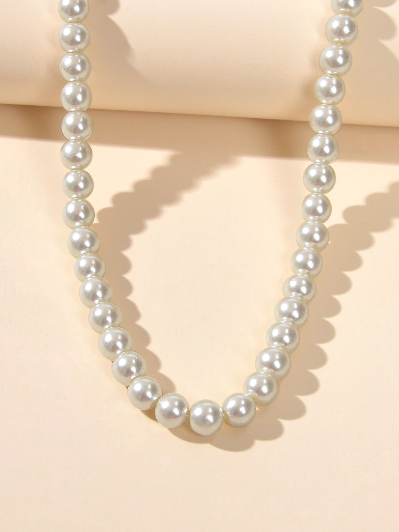 Retro black and white beaded choker collar necklace for women featuring an adjustable length design — view 3