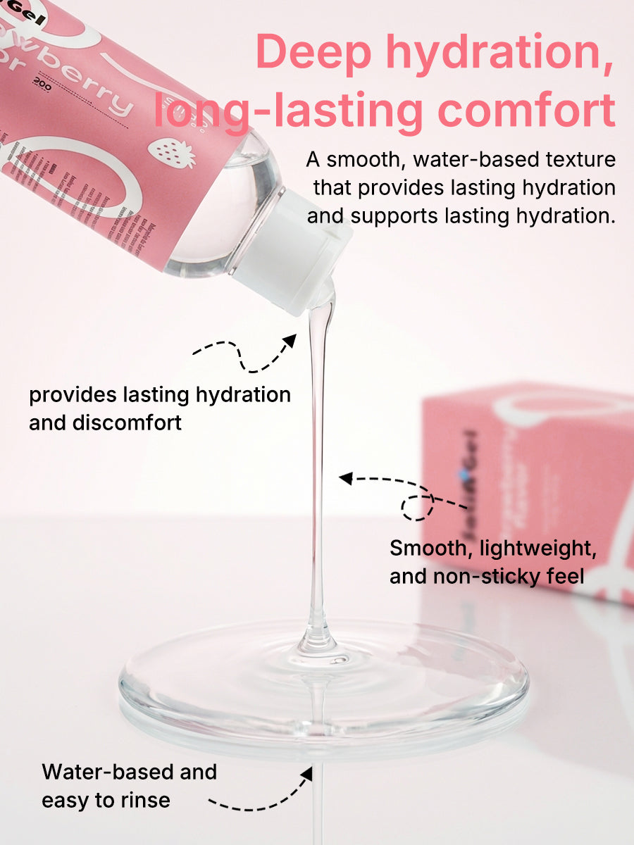 Strawberry flavored water-based personal lubricant gel bottle for couples intimacy and solo pleasure — view 5