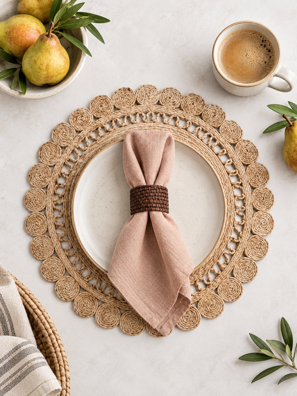 Jute Flower Placemat (Set of 2)-4