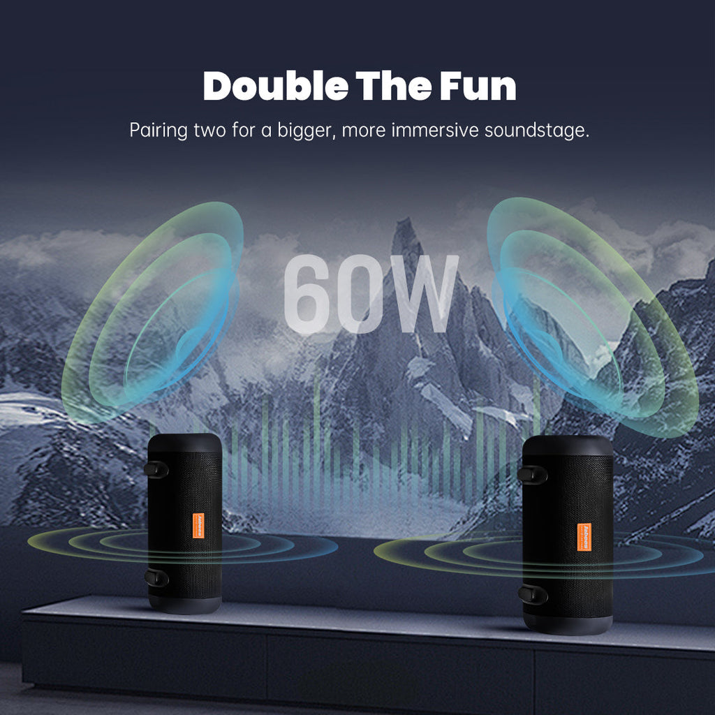 Whale portable waterproof Bluetooth speaker with black nylon shoulder strap and rugged exterior casing — view 4