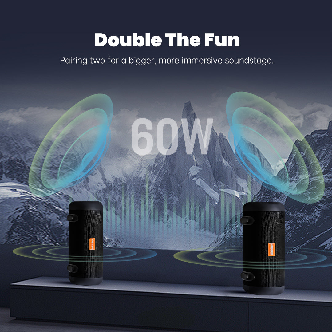 Whale portable waterproof Bluetooth speaker with black nylon shoulder strap and rugged exterior casing — view 4