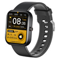 Blood glucose monitoring smartwatch with sleek digital display, modern black silicone wristband, and fitness tracking interface.