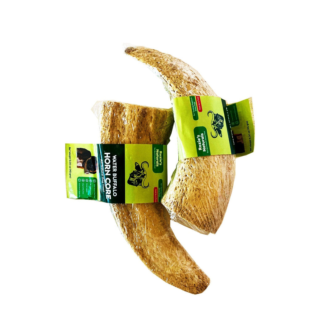 Two natural water buffalo horn core dog chews for dental health and teething puppies — view 4