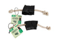 Two count natural water buffalo horn dog chews with fourteen inch cotton rope tug toy