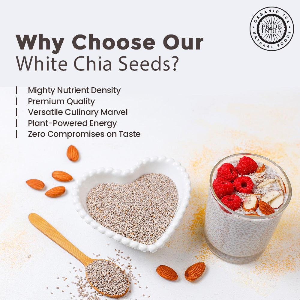 Whole white chia seeds in a premium clear jar highlighting natural superfood quality and texture — view 4