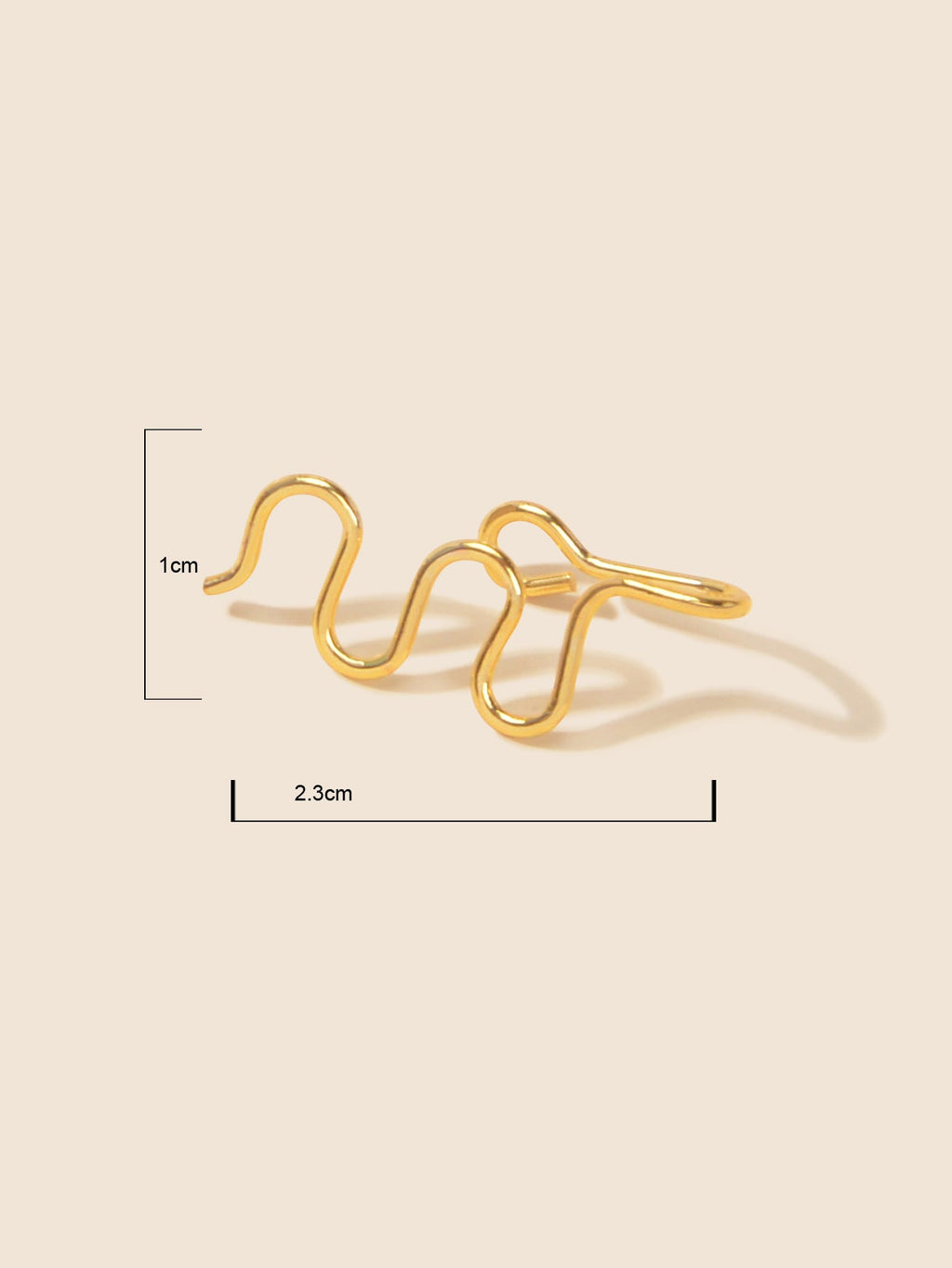 Two piece fake nose ring hoop cuffs in polished metal for non piercing alternative styling — view 3