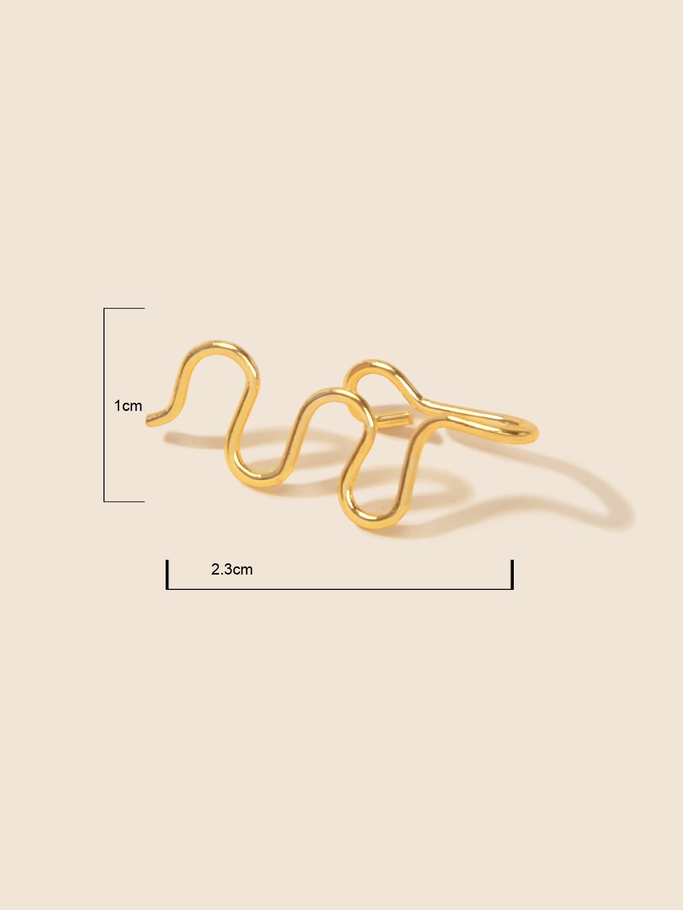 Two piece fake nose ring hoop cuffs in polished metal for non piercing alternative styling — view 3