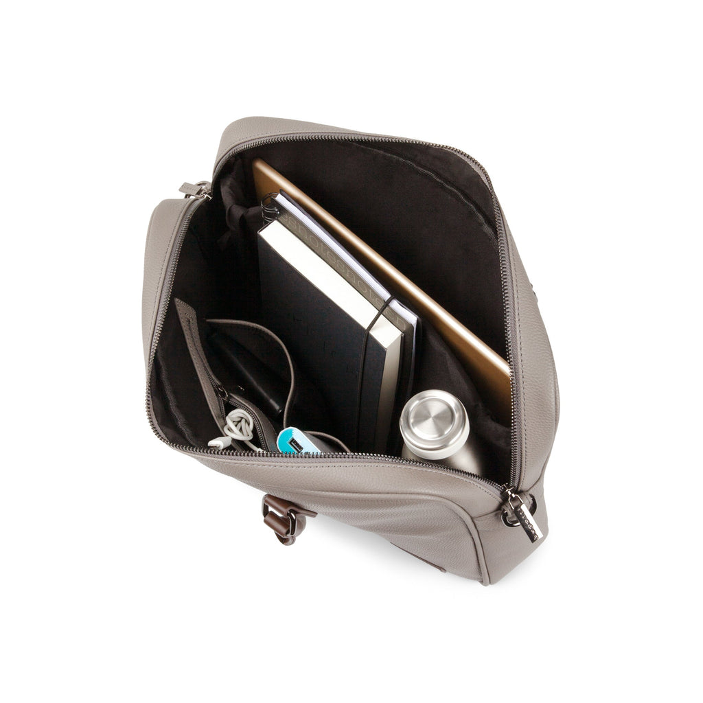 Contrast briefcase in pebble grain vegan leather, classic professional bag for daily commutes and travel — view 4