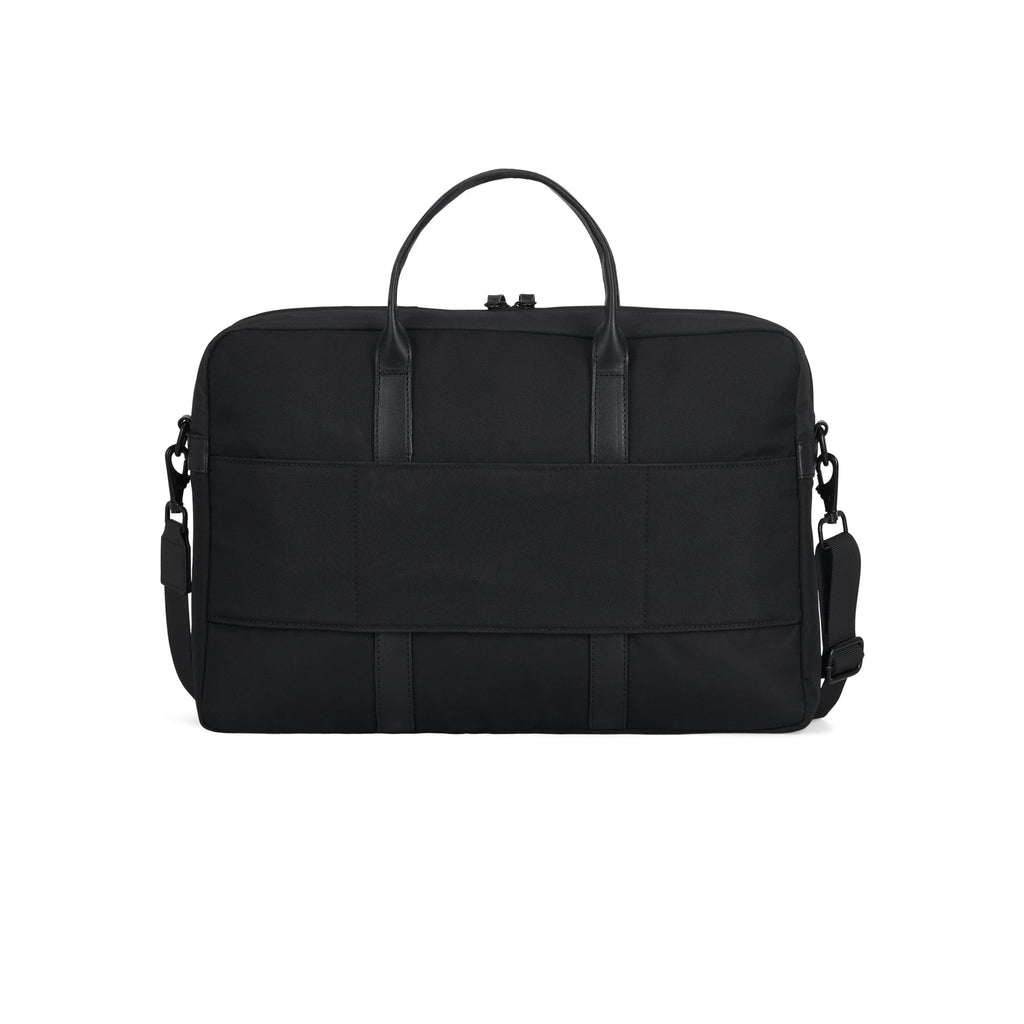 Sleek nylon Madison briefcase featuring premium vegan leather trims designed for professional business commutes — view 4