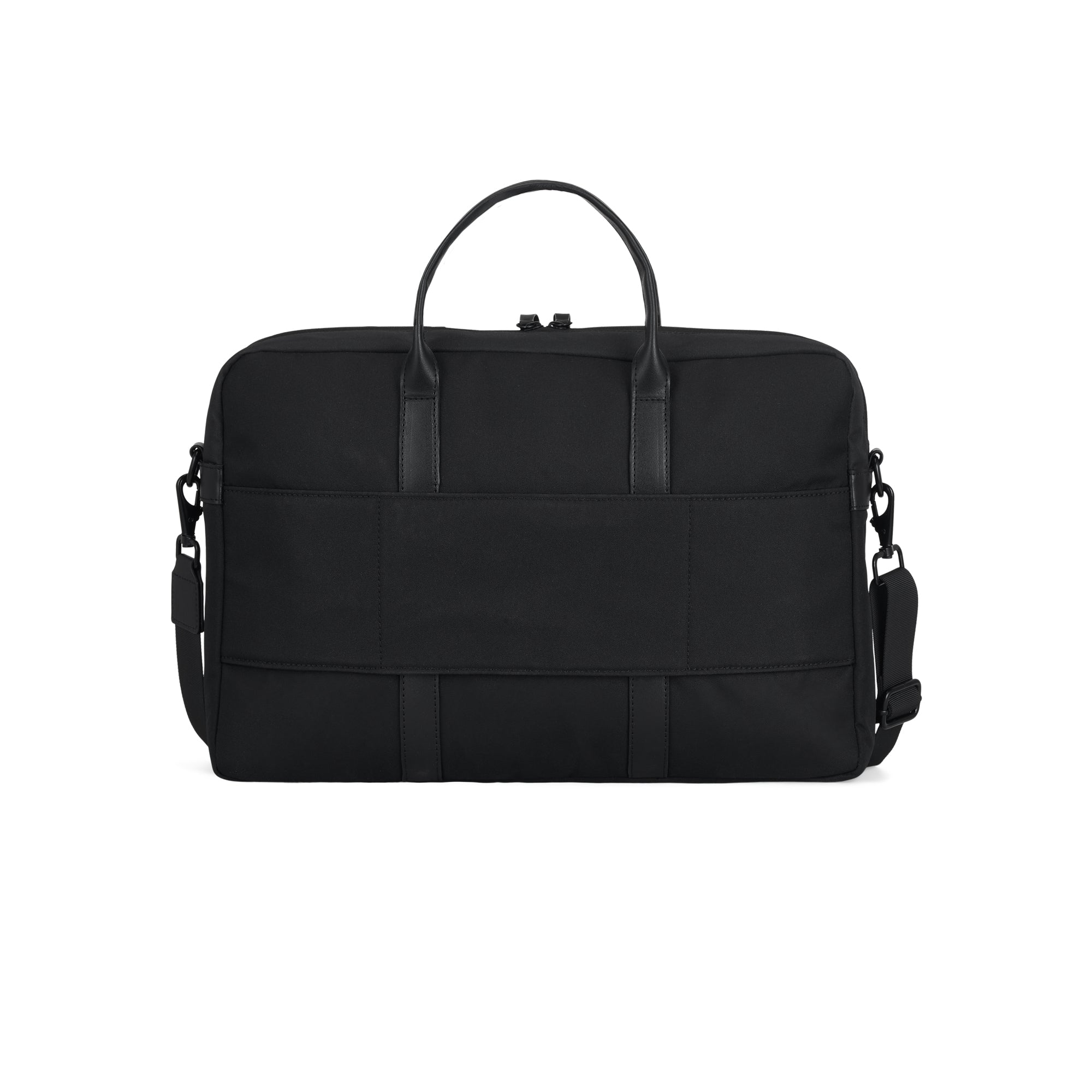 Sleek nylon Madison briefcase featuring premium vegan leather trims designed for professional business commutes — view 4