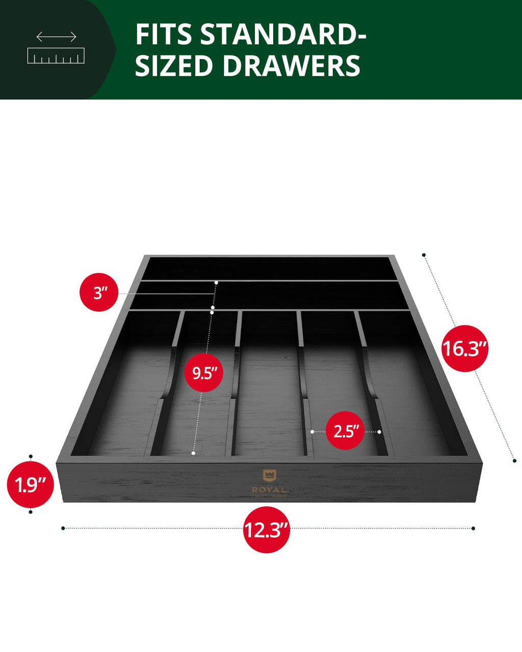 Basic Silverware Drawer Organizer, Black-2