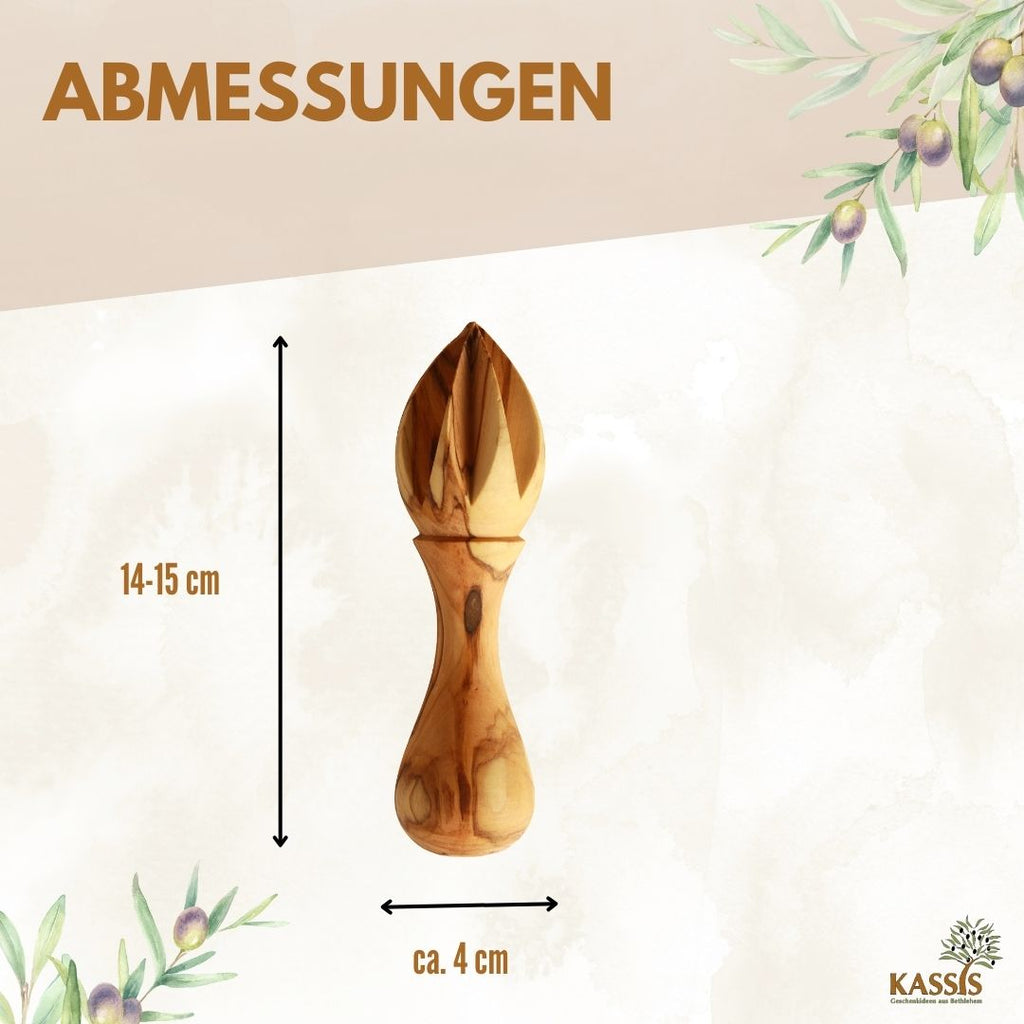 Zitronenpresse aus Olivenholz (14 cm) | Handliche Zitruspresse für Küche & frischen Saft-2
