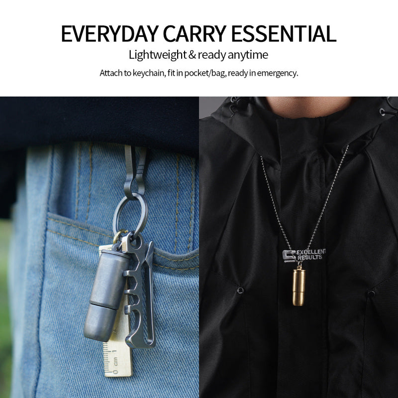 Titanium rechargeable bullet keychain flashlight with lanyard and 130 lumen LED beam — view 4