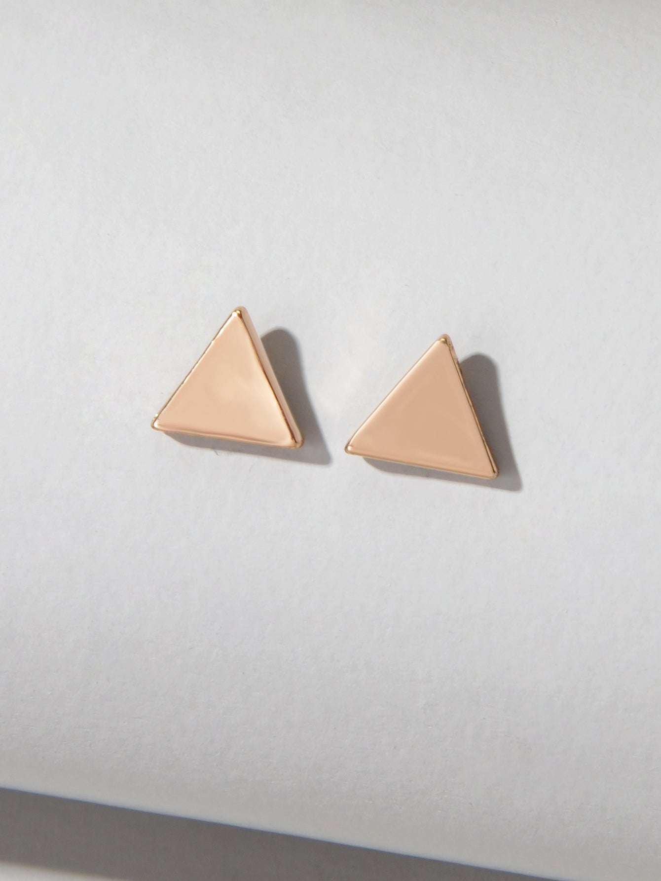 Minimalist geometric triangle small stud earrings for cartilage and tragus everyday wear — view 3